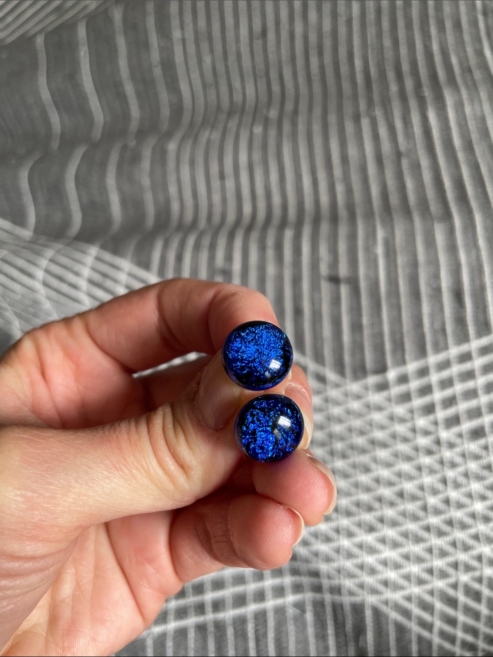 Lot of 4 Pairs of Dichroic Glass Stud Earrings - Picture 3 of 6